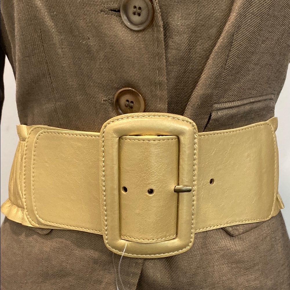 Gold Wide Leather Belt Ruched Size XLARGE
